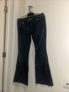 Women's Dark Wash Flare Jeans - Wide Leg Denim